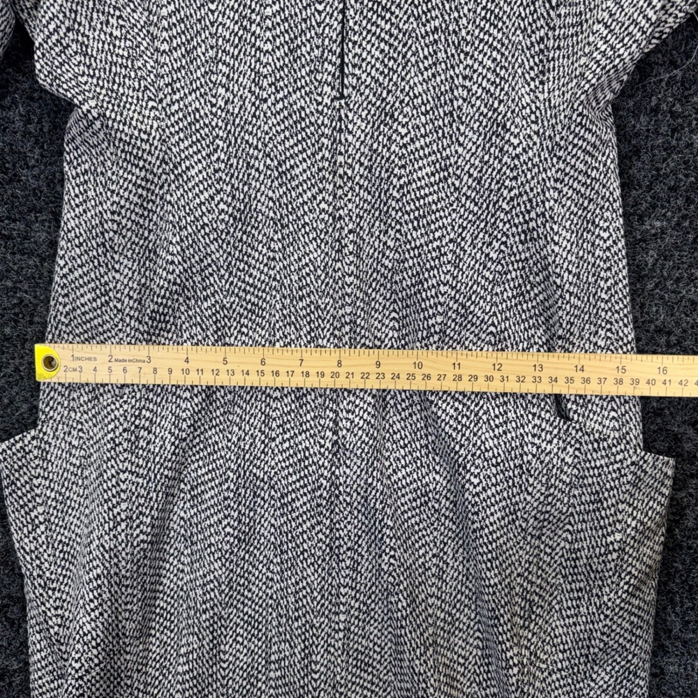 Athleta Black White Herringbone Zip Mock Neck Long Sleeve Dress Pockets Medium P - Picture 6 of 7